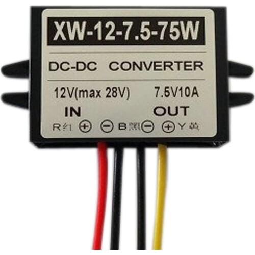 High Quality DC Step Down Power Supply Converter 12V(10-28V) To 7.5V 10A 75W Power Regulator Module For DVD Solar Energy
