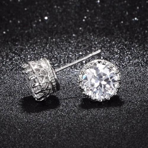 Luxury Round Cubic Zirconia Earrings Crystal CZ Shiny Women Accessories High Quality Silver Color Trendy Jewelry
