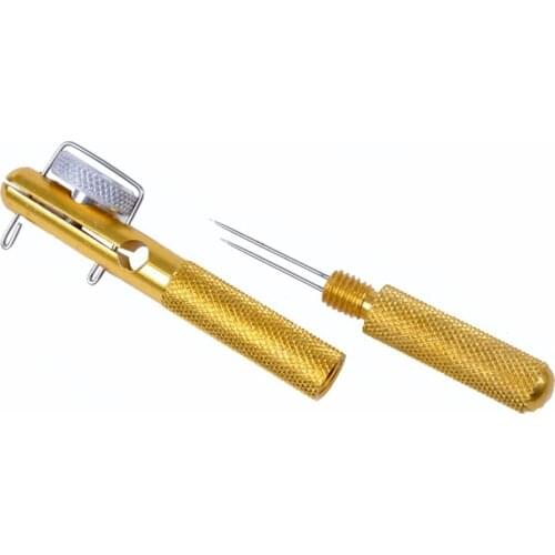 Aluminum Alloy Fishing Hook Tier Double-headed Needle Knots Tie Gold Fishing Line Knots Fishhook Tie Device useful Accessories