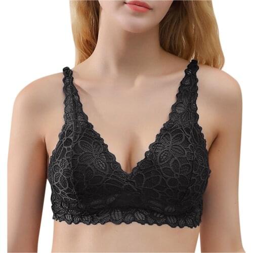 Sexy Seamless Yoga Sports Bra Women Sling Without Steel Ring Lace Foral Bra Underwear Feminine Halter Thin Cup Bralette Lingerie