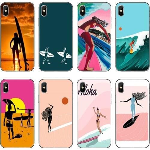 Surfboard surfing art surf Girl Silicone Phone Case For Xiaomi Mi 11 Note 10 10T 9 9T 8 Pro A2 Lite A3 A1 Poco F1 F2 M3 X3 NFC
