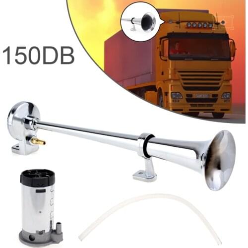 17'' 150DB Super Loud 12V Single Trumpet Car Auto Air Claxon Horn Compressor Kit for Car Truck Boat Motorcycles Automobiles