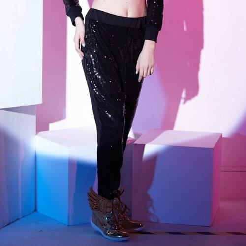 Kids Adult Street Pants Fashion 2016 Hip Hop Sweatpants Jazz dance costume Personality sequins Stage harem pants