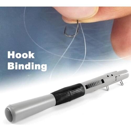 Fishing hook tying device Portable fast tying fish hook Gray pen-style pen design plastic knotter Bundled with simple tools