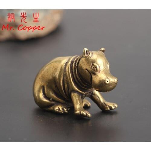 Vintage Bronze Hippopotamus Statue Copper Craft River Horse Ornament Brass Feng Shui Home Decoration Accessories Desk Decor Gift