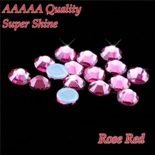 Top Quality AAAAA Hotfix Rhinestone Rose Red SS6 SS10 SS16 SS20 More Shiny Hot Fix Crystal Rhinestones Glass