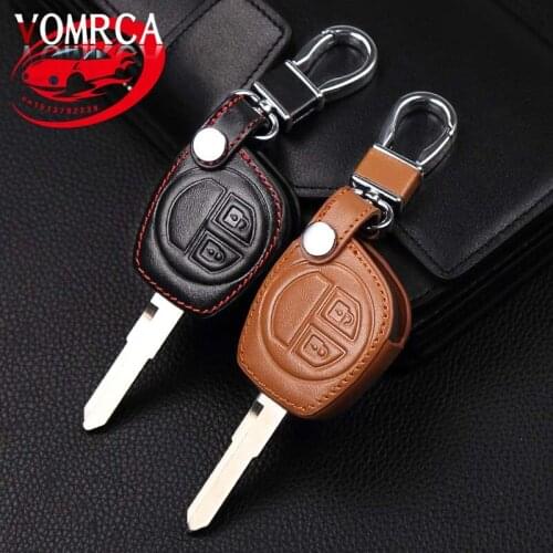 High Quality 100% genuine leather car key cover for Suzuki Amagatarai Shangyue APV 2 buttons leather car remote key Car styling