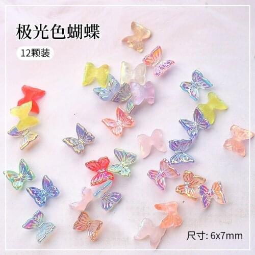 Butterfly nail jewelry web celebrity small bowknot new hot style aurora iridescence conventional drill nail decoration
