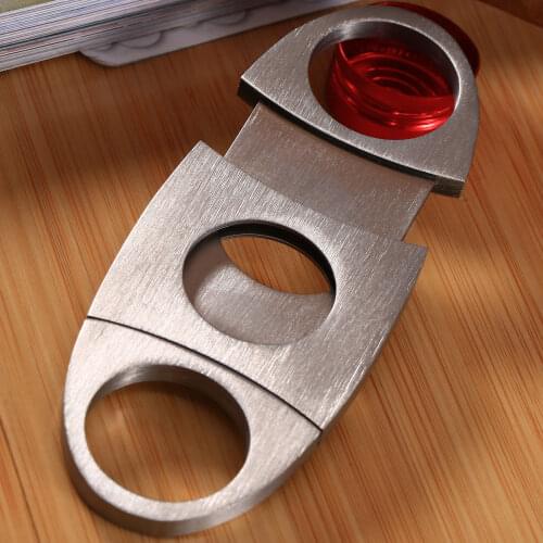 1Pc Silver Cigar Punch Cutter Stainless Steel Pocket Cigar Cutter Knife Double Blades Scissors Shears Smoking Accessories