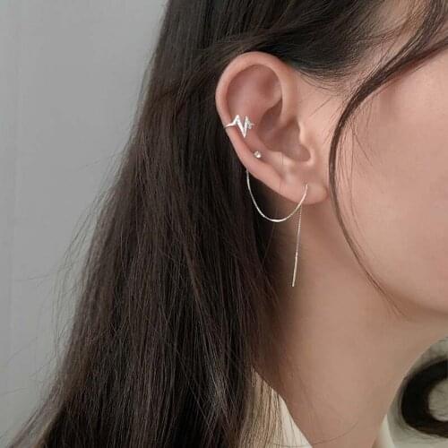 1 pcs Punk 925 Sterling Silver Long Stud Earrings For Women Elegant Party Jewelry Accessories Brincos EH158