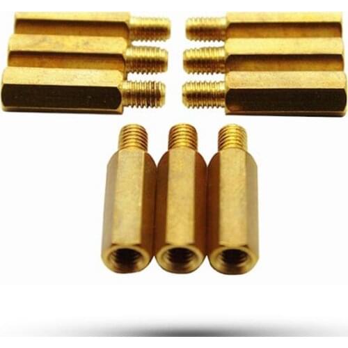 10pcs M3 hex brass standoffs fastener male and female screw single head support post 6mm thread 10mm-60mm length