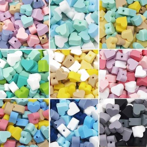 Cute-idea Food Grade 10pcs Silicone Beads Little Heart Beads DIY Baby Pacifier Chain Pendant BPA Free Eco-friendly Baby Toys