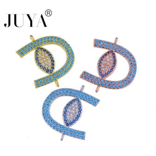 2018 NEW Design Blue Zircon Rhinestone Evil Eye Connector Charm Pendant For DIY Jewelry Making Fittings Accessories Parts