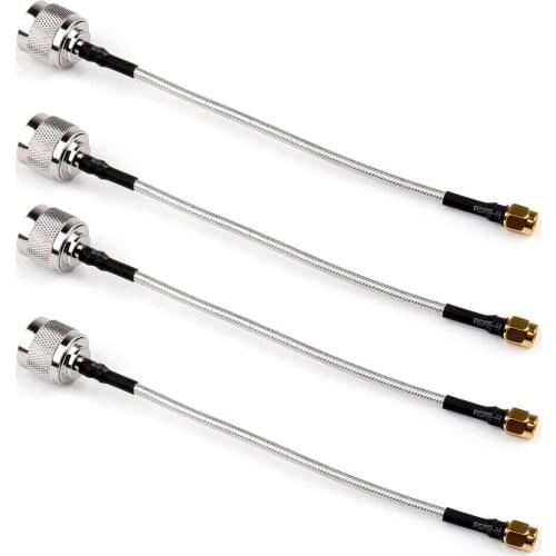 Areyourshop 4Pcs RG 402 N-Type Male Plug to SMA Male Plug Pigtail Semi-Flexible Cable RG402 15cm