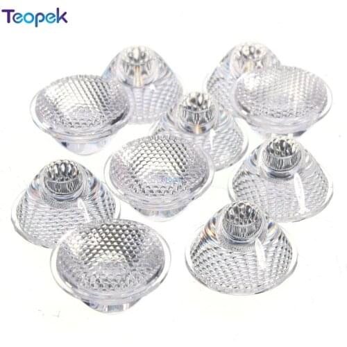 50pcs 20mm LED lens, optical pmma high power led lenses 5/10/15/30/45/60/90/120 degree clear surface for 1W 3W 5W LED Light