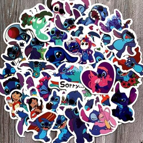 50Pcs Cartoon 2021 stitch Stickers Graffiti Punk Waterproof PVC Decal Laptop Motorcycle Luggage Snowboard Car Sticker