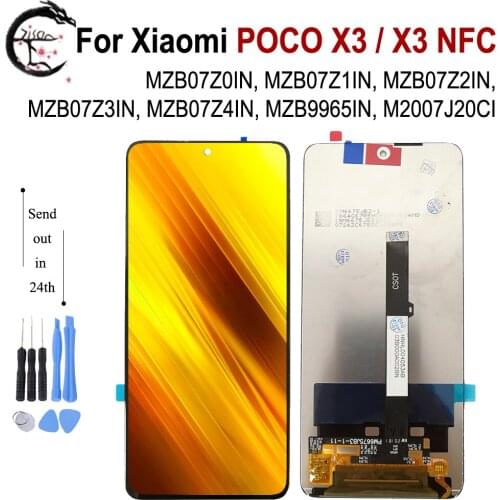 6.67"For POCO X3 LCD With Frame For Xiaomi PocoX3 NFC LCD M2007J20CG Display MZB07Z0IN MZB07Z1IN Screen Touch Digitizer Assembly