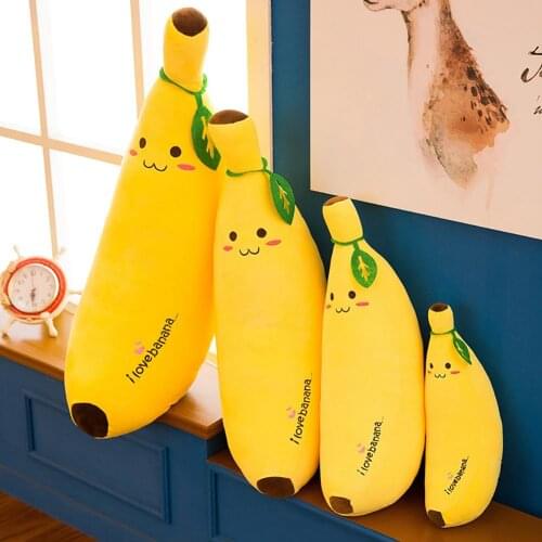 80cm Cute Funny Creative Cartoon Banana Stuffed Soft Pillow Sofa Cushion Baby Lovely Plush Doll Fruit Toys For Kids Xmas Gift