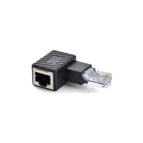RJ45 Male To Female Converter 90 Degree Extension Adapter for Cat5 Cat6 LAN Ethernet Network Cable Connector Extender