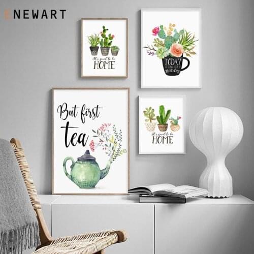Watercolor Cactus Succulent Green Plant Canvas Painting Family Home Love Definition Print Poster Wall Art Nordic Home Decor