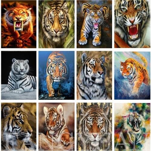 Diy 5D Diamond Painting Tiger Diamond Embroidery Animal Cross Stitch Full Round/square Drill Picture Mosaic Home Decor Wall Art