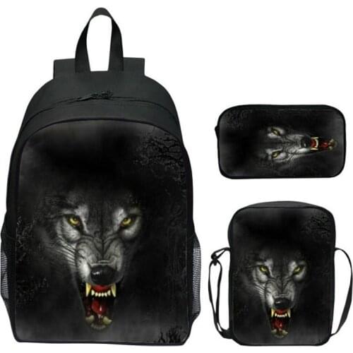 Children Bagpack Cute Lion Tiger 3D Print Teenager Girls Schoolbag 3Pcs/Set School Bags Kids Backpacks For Boys Mochila Escolar
