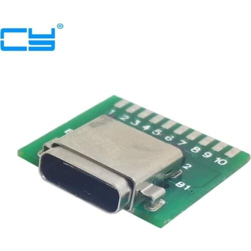 DIY 24pin USB 3.1 Type C Female Socket Connector SMT type with PC Board Adapter