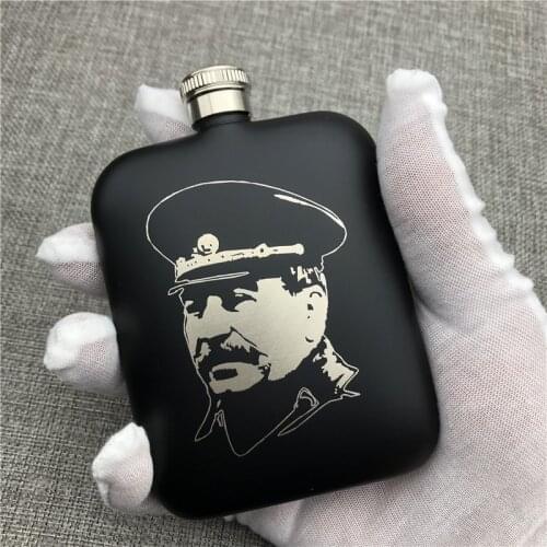 Can Customized 304 Stainless Steel Hip Flask Stalin 6 OZ 170ML Food Grade Portable Flask Alcohol Vodka Outdoors Camp Drinkware