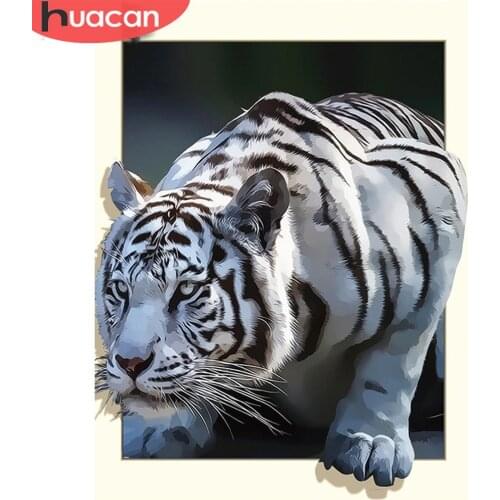 HUACAN Full Square Diamond Painting Tiger 5D DIY Diamond Embroidery Mosaic Animal Rhinestone Handmade Gift Decor Home