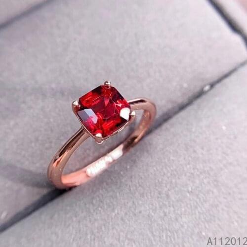 KJJEAXCMY fine jewelry S925 sterling silver inlaid natural gemstone Garnet girl exquisite ring support test Chinese style