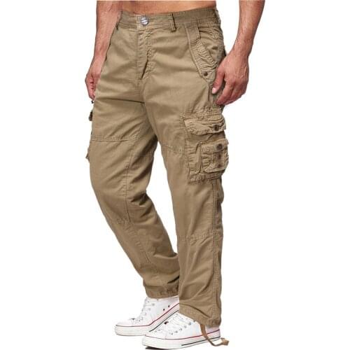 Cotton European and American Mens Overalls All-Match Long Pants Outdoor Sports Loose Multi-Pocket Pants