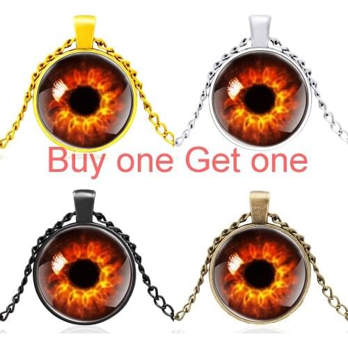 Black Mysterious Demon Eye Design Glass Dome Pendant Necklace Men Women High Quality Jewelry Accessories Best Gifts