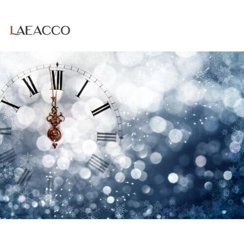 Laeacco Happy New Year Glitter Digital Clock Light Bokeh Polka Dots Baby Photo Backgrounds Photography Backdrop For Photo Studio