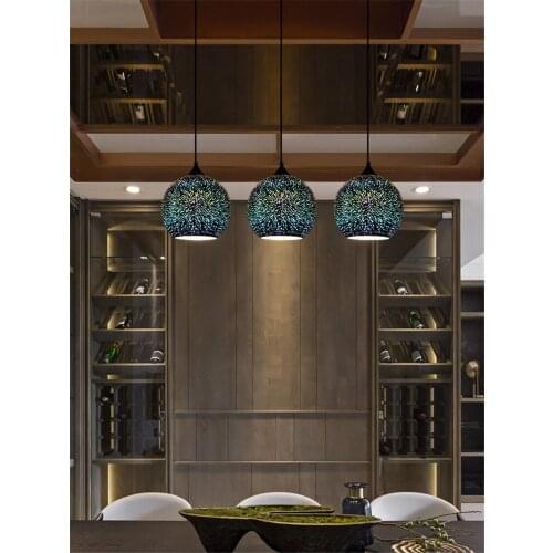 Loft 3D Starry Pendant Lights Glass Shade American Industrial Dining Table Hanging Lamps Restaurant Coffee Bar Pub Lighting