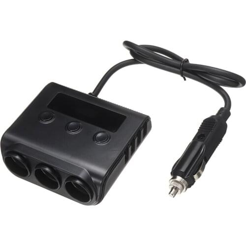 Mayitr LED Voltage Detection with Switch 12V/24V 3 Way Car Cigarette Lighter Socket Adapter 4 USB Charger For Mobile Phone