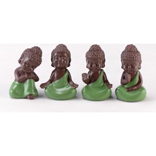 Micro Landscape Resin DIY Samurai Monk Buddhist Articles Buddha Figurines Small Decoration Auto Interior Decoration Accessories