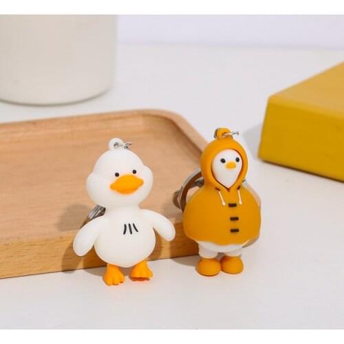 Cute Wearing Raincoat Duck Keychain Cartoon Creative Doll Backpack Decoration Bag Pendant Car Keys Accessories Keyring New Gift