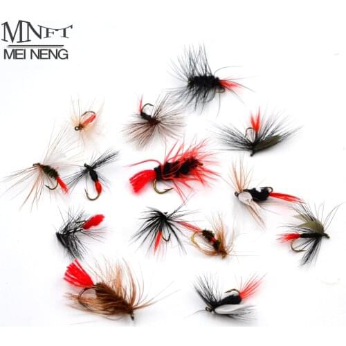 MNFT 10Pcs Various Dry Fly Fishing Lure Trout Salmon Dry Flies Fish Hook Size #6 #10 #12 Nymph Mosquito Lures Fishing Tackle