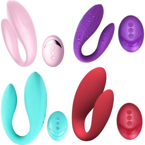 Powerful U Silicone Stimulator Double Vibrators Wireless Remote Control Vibrator Rechargeable G Spot Sex Toys For Woman Adult