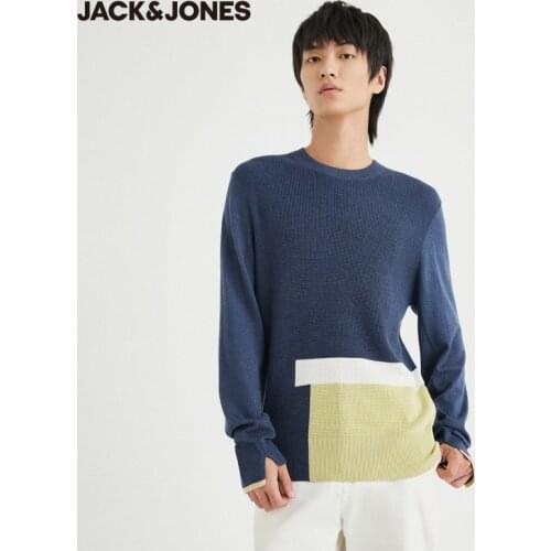 JackJones Mens Contrasting Splice Straight fit Round Neckline Knit Sweater | 220324022