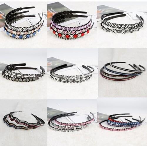 Colorful Rhinestone Flower Hair Hoop Headband Hairband for Women Girls Bezel Hair Band Hair Accessories