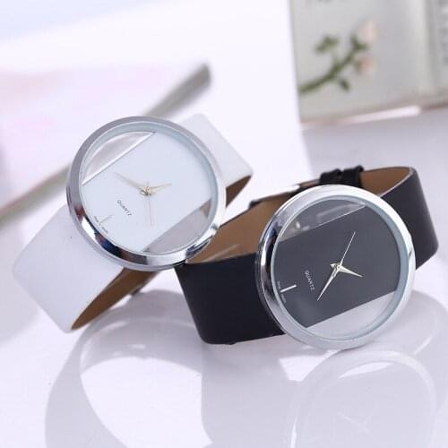 Simple fashion hand mens and womens casual student watch transparent hollow personality ladies luxury round watch