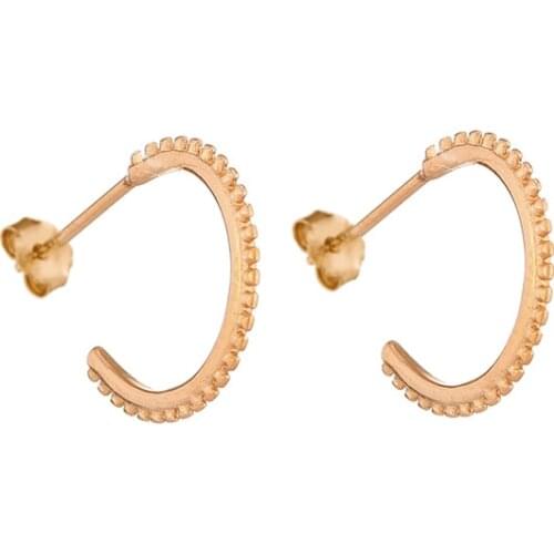 Aloha Simple Jewelry Hoop Olani Stainless Steel Rose Gold Moon C Shape Stud Earrings for Beach Girl Woman Gift