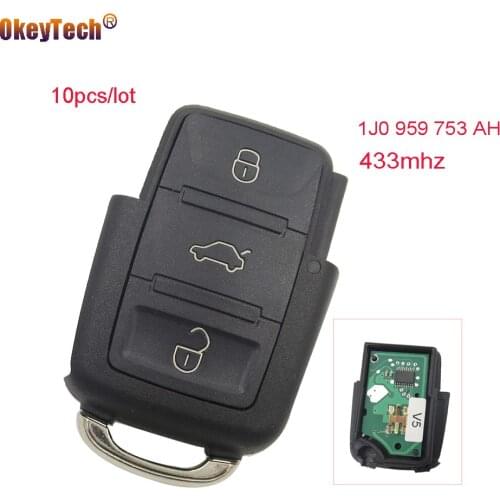OkeyTech 10pcs/lot Remote Control Car Key Part for VW Volkswagen Passat Golf Bora Beetle Seat 433mhz 1J0 959 753 AH Remote Key