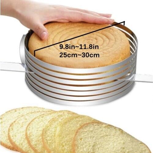 Stainless Steel Cake Slicer Device Mold Cake Layer Cut Tools Cutter Cake Circle Adjustable Retractable RingTools 25/30CM