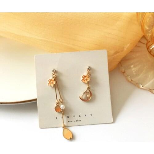 Romantic Sweet Flower Petal Rabbit Drop Earring For Women Japanese Fashion Jewelry Accessories Girl Gift 2021 New