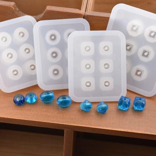Silicone Mold 9mm 12mm 16mm Cube Oval beads with hole 6 compartment epoxy Resin Silicone Mould handmade Craft Jewelry Making