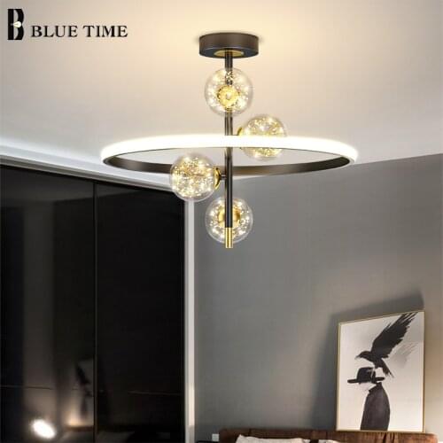 Modern Creativity Pendant Light Indoor Led Pendant Lamp 110v 220v For Living Room Bedroom Dining Room Hanging Lamp Black&Gold