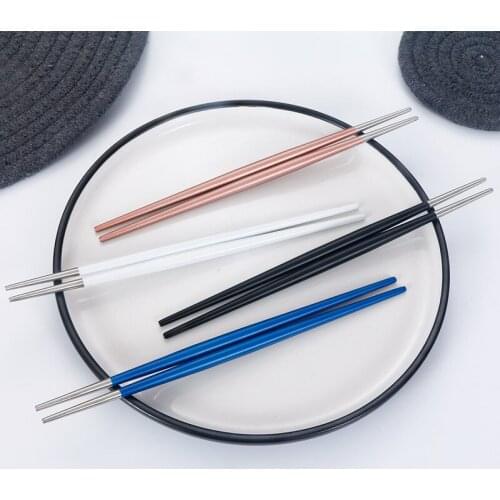 Steel Chinese Metal Chopsticks 1 Pair Sushi Noodles Korea Reusable Chopsticks Metal Sushi Sticks Kitchen Japanese Chopsticks