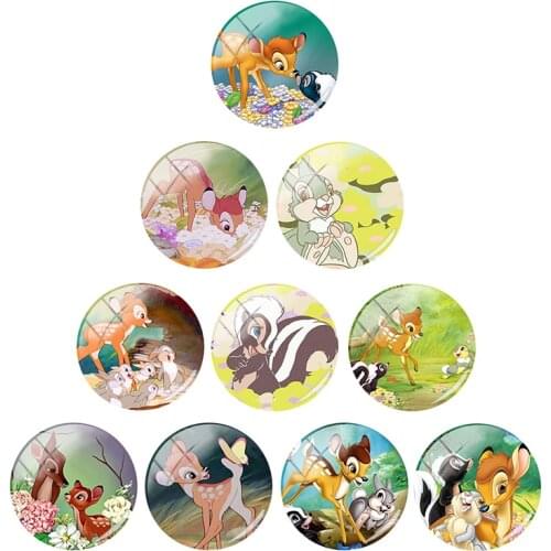 Disney Animation Fawn Bambi 12mm/15mm/16mm/18mm/20mm/25mm Photo Glass Cabochon Dome Flat Back DIY Jewelry Creation